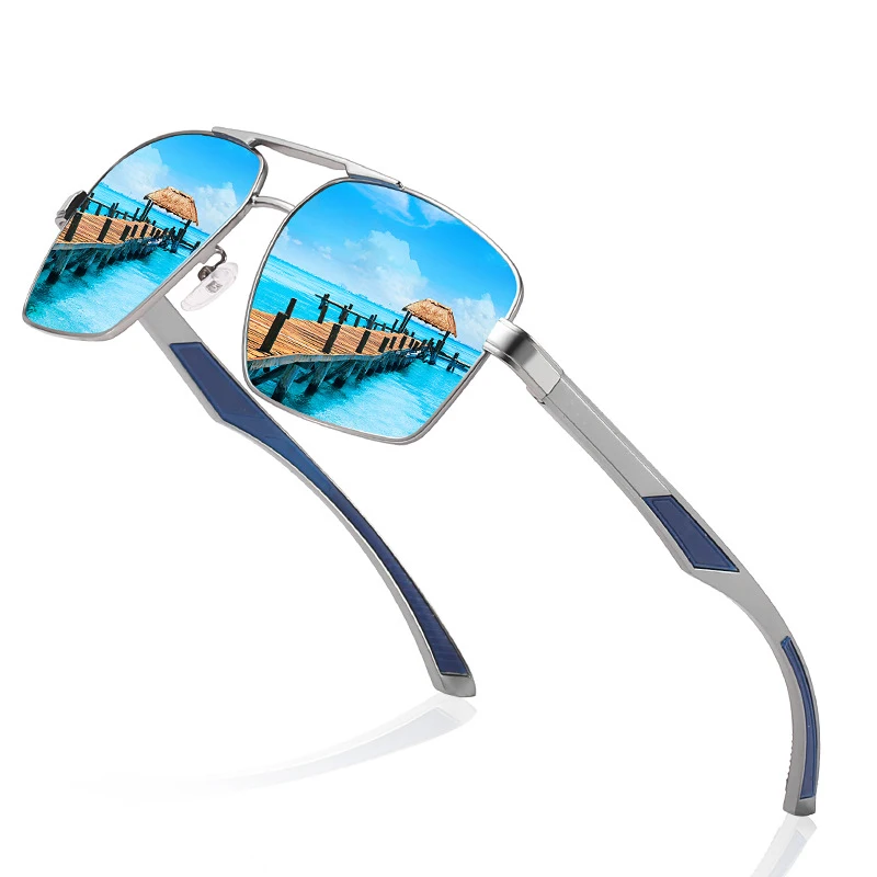Солнцезащитные очки с пружинными ножками, поляризованные солнцезащитные очки из алюминия и магния, очки для вождения, деловые Квадратные очки, Модные солнцезащитные очки